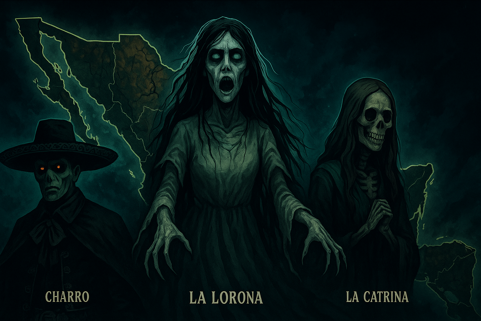 Ilustración de las leyendas mexicanas más famosas y misteriosas.